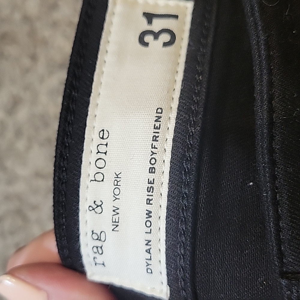 Rag & Bone Black Jeans Dylan Low Rise Slim Boyfriend 31 New - Picture 11 of 13